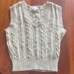 iris light green Cable Knit V-Neck Sweater Vest